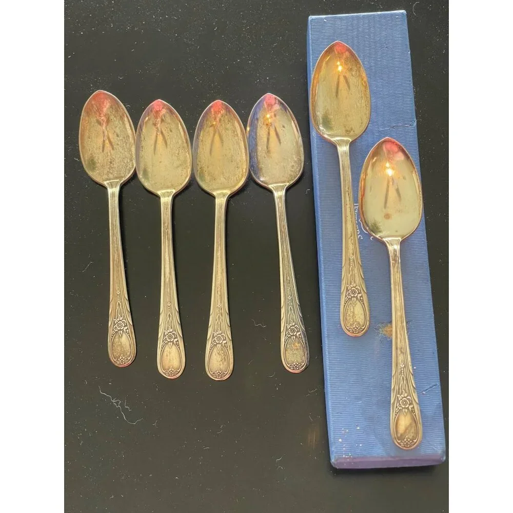 Newport Silver Plated Demi-Tasse Spoon Set Vintage Monogram Area